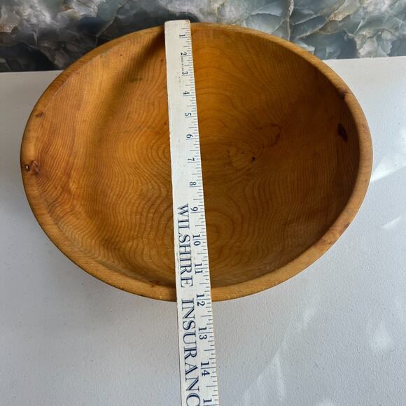 Unbranded Large Wooden Dough Bowl 12 in Hand Turned Smooth Vintage - Picture 7 of 9